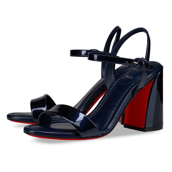 Christian Louboutin MISS JANE SANDAL 85 Patent Leather Heels Shoes Zaffiro - Picture 2 of 16